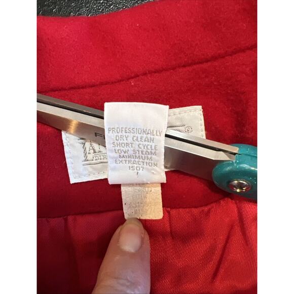 Vtg Lands' End Wool Cashmere Blazer 10 Red Single Button Pockets Long Y2K USA - Picture 9 of 13